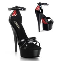 Sale DELIGHT-662 Pleaser High-Heels Plateausandaletten schwarz Lack rote Korsettschnürung 39