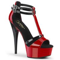 Sale DELIGHT-663 Pleaser High Heels platform t-strap sandal black red patent 36