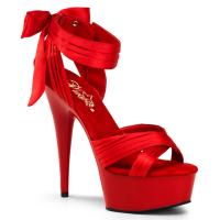 DELIGHT-668 Pleaser high heels platform criss cross pleated straps sandal red satin