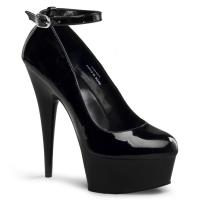 Sale DELIGHT-686 Pleaser high heels ankle strap platform pump black patent 39