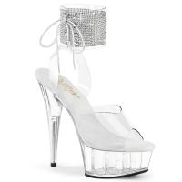 DELIGHT-691-2RS Pleaser High Heels Plateausandaletten Strass Manschette klar