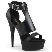 DELIGHT-692 Pleaser vegane Damen Stiletto Sandaletten T-Riemen schwarz Lederoptik