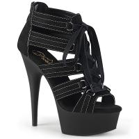 DELIGHT-693 Pleaser vegane Käfigriemchen Stiletto Plateau Sandalette schwarz Mikrofaser Lederlook