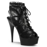 Sale DELIGHT-696LC Pleaser High-Heels Plateaubootie fersen- und zehenoffen schwarz Spitze 40