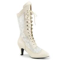 DIVINE-1050 extraweite Pleaser Stiefeletten mit Schnürung elfenbein Lederoptik