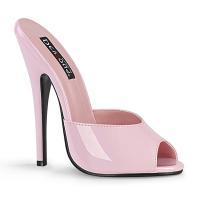 DOMINA-101 Devious high heels mules baby pink patent