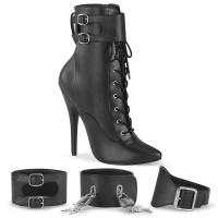 DOMINA-1023 Devious high heels ankle boots black matte interchangeable ankle cuffs