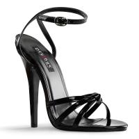 DOMINA-108 Devious high heels ankle wrap sandal black patent