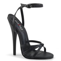 DOMINA-108 Devious high heels ankle wrap sandal black matte