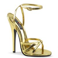 Sale DOMINA-108 Devious high heels ankle wrap sandal gold metallic 43