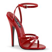 DOMINA-108 Devious high heels ankle wrap sandal red patent