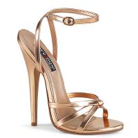 DOMINA-108 Devious high heels ankle wrap sandal rose gold metallic