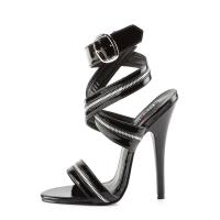 Sale DOMINA-119 Devious Stilettoabsatz High Heels Sandaletten schwarz Lack Zipperlook 39