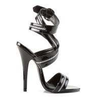 Sale DOMINA-119 Devious Stilettoabsatz High Heels Sandaletten schwarz Lack Zipperlook 39
