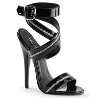 Sale DOMINA-119 Devious Stilettoabsatz High Heels Sandaletten schwarz Lack Zipperlook 39