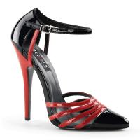 Sale DOMINA-412 Devious Stiletto High Heels Pumps schwarz rot Lack seitlich offen 39