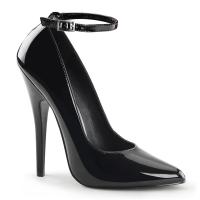 Sale DOMINA-431 Devious Damen High Heels Pumps mit Fesselriemchen schwarz Lack 42