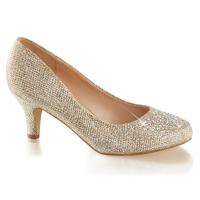 DORIS-06 Fabulicious Damen Plateau Kitten Heel Pumps haut Glitter Gewebe Strasssteinchen