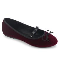 DRAC-07  DemoniaCult Damen Mary Jane Ballerina Nieten Schleifen Detail burgund Velvet