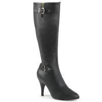 DREAM-2030 Pleaser Pink Label high heels knee boots buckles black vegan leather