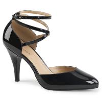 DREAM-408 chice Pleaser High-Heels Pumps schwarz Lack gekreuzte Fesselriemchen