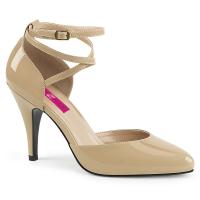 DREAM-408 Pleaser Pink Label high heels criss cross strap pump cream patent