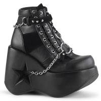 DYNAMITE-101 DemoniaCult Plateau Stiefeletten Ketten O-Ring schwarz Lederlook Microfaser