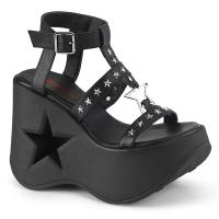 DYNAMITE-12 DemoniaCult vegan star cutout platform ankle strap sandal black matte