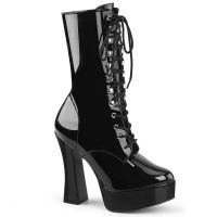 Sale ELECTRA-1020 Pleaser high heels platform lace-up front ankle boots black patent 38