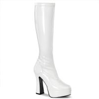 ELECTRA-2000Z Pleaser high heels platform boots white stretch patent