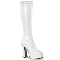 ELECTRA-2000Z Pleaser high heels platform boots white stretch vegan leather