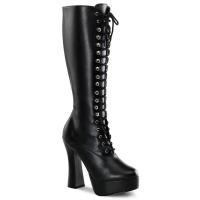 ELECTRA-2020 Pleaser high heels platform lace-up front knee high boots black matte