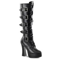 Sale ELECTRA-2042 Pleaser high heels platform knee boots black matte with 5 buckles 38