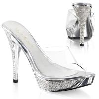 ELEGANT-401 Fabulicious high heels platform slide clear silver chrome rhinestones