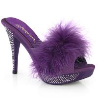 ELEGANT-401F Fabulicious rhineston high heels platform marabou slipper purple matte
