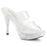 ELEGANT-402 Fabulicious vegane Damen High Heels Plateaupantoletten klar Strass