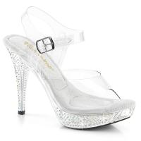 ELEGANT-408 Fabulicious High-Heels Plateausandaletten klar AB Strasssteinchen