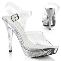 Sale ELEGANT-408 Fabulicious High-Heels Plateausandaletten klar silber Chrom mit Strass 39