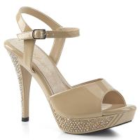 ELEGANT-409 Fabulicious High-Heels Plateausandaletten creme Lack mit Strass