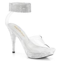 ELEGANT-442 Fabulicious vegan ladies high heels ankle cuff sandal rhinestones clear