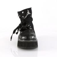 Auktion EMILY-317 vegane DemoniaCult Damen Booties schwarz Leinen Lederoptik Nieten Ketten 36