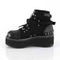 Auktion EMILY-317 vegane DemoniaCult Damen Booties schwarz Leinen Lederoptik Nieten Ketten 36