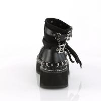 Auktion EMILY-317 vegane DemoniaCult Damen Booties schwarz Leinen Lederoptik Nieten Ketten 36