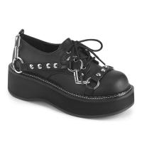 EMILY-32 DemoniaCult vegan Oxford Plateauschuhe Flachnieten Ketten schwarz Lederlook
