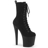 ENCHANT-1040 Pleaser high heels mid calf boot prismatic linear design black suede matte