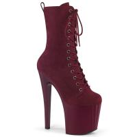 ENCHANT-1040 Pleaser high heels mid calf boot prismatic linear design burgundy suede matte