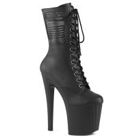 ENCHANT-1040PK Pleaser high heels peep toe lace-up ankel boot zipper pocket black matte