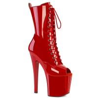 ENCHANT-1041 Pleaser High Heels Peep Toe Stiefeletten lineares Design rot Lack