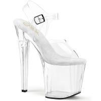 Sale ENCHANT-708 Pleaser vegan Damen transparente Plateausandaletten prismatisches Design 36