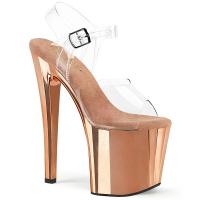 ENCHANT-708 Pleaser Plateausandaletten prismatisches Design klar roségold Chrom